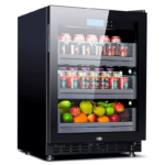 18L Mini Fridge with Glass Door for Soda Beer Wine Built in Freestanding glass shelves